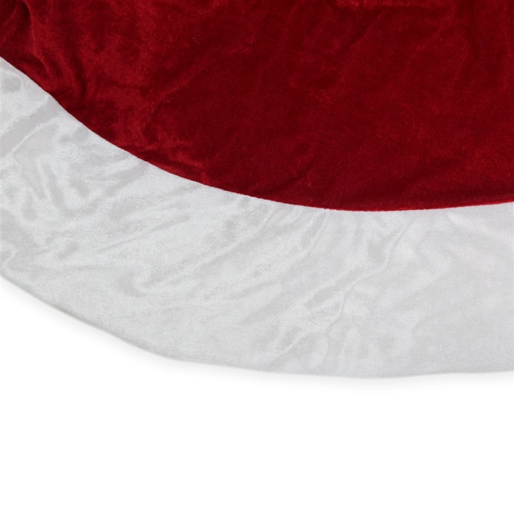 Northlight Solid Round Christmas Tree Skirt - 60-in - Red And White 2 Northlight Solid Round Christmas Tree Skirt - 60-in - Red And White - Image 2