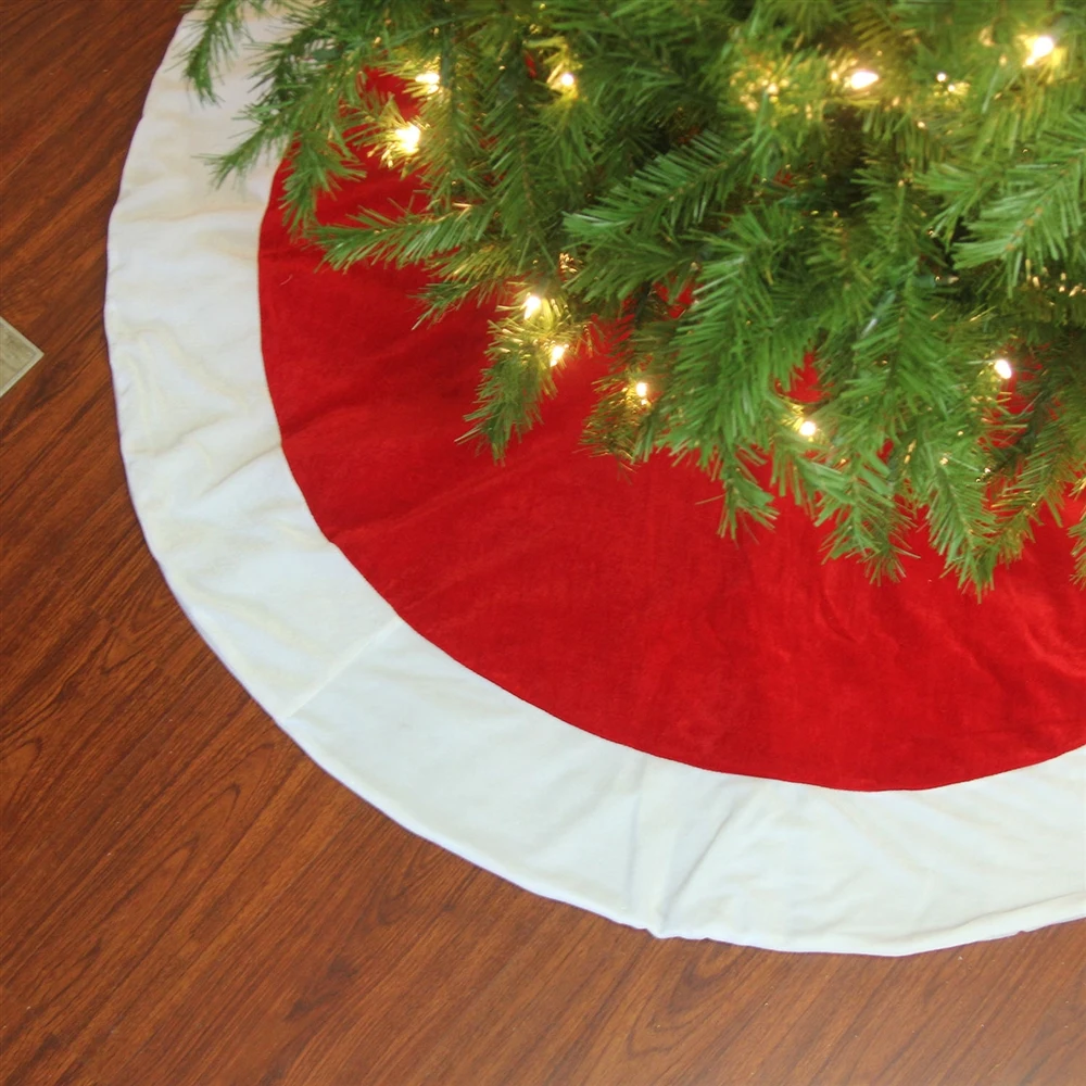 Northlight Solid Round Christmas Tree Skirt - 60-in - Red And White 3 Northlight Solid Round Christmas Tree Skirt - 60-in - Red And White - Image 3