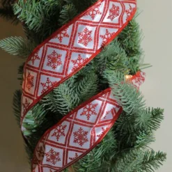 Northlight 2.5-in X 30-ft Red And White Snowflake Christmas Wired Craft Ribbon -Cheap Northlight Store 330928216 AlternateImage2