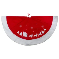 Northlight 48-in Red Sleigh And Reindeer Embroidered Christmas Tree Skirt