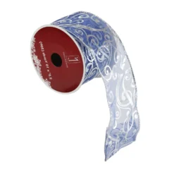 Northlight 2.5-in X 30-ft Blue And Silver Abstract Swirls Christmas Wired Craft Ribbon 5 Northlight 2.5-in X 30-ft Blue And Silver Abstract Swirls Christmas Wired Craft Ribbon -Cheap Northlight Store 330928462 AlternateImage2