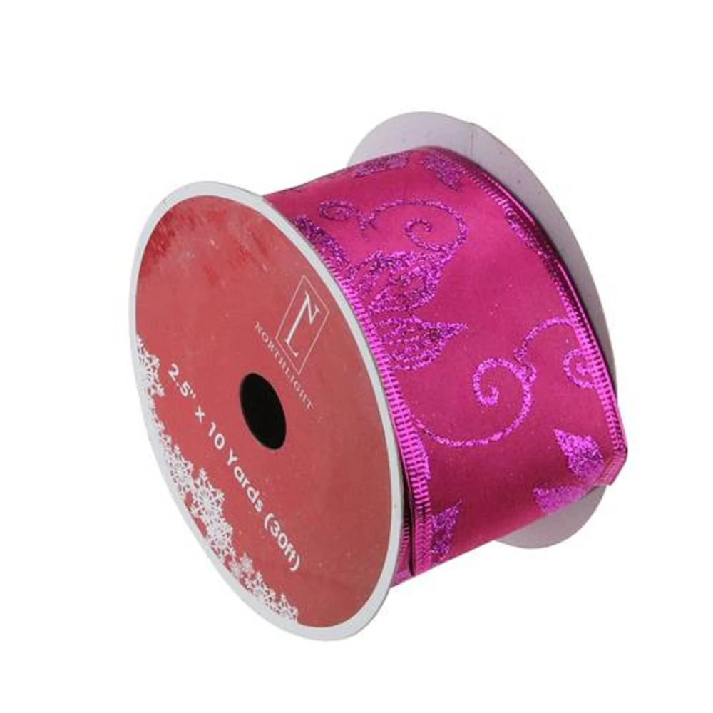 Northlight 2.5-in X 30-ft Purple And Pink Shimmering Wired Christmas Craft Ribbon 1 Northlight 2.5-in X 30-ft Purple And Pink Shimmering Wired Christmas Craft Ribbon