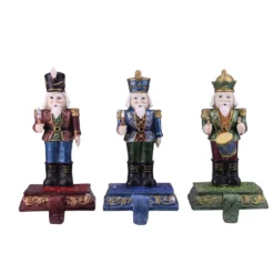 Northlight 7.75-in Red, Blue And Green Nutcracker Christmas Stocking Holders - Set Of 3