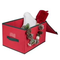 Northlight 16-in Red And Green Collapsible Christmas Decoration Storage Box With Handles -Cheap Northlight Store 330933134 AlternateImage2