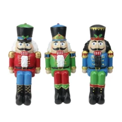 Northlight 7.5-in Red, Blue And Green Nutcracker Christmas Stocking Holders - Set Of 3