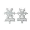 Northlight 9.5-in White Glittered Snowflake Christmas Stocking Holders - Set Of 2