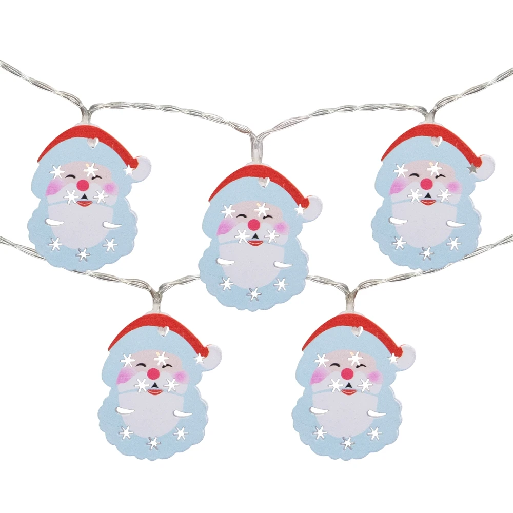 Northlight 10-Count 4-ft Metal Santa Face LED Battery-Operated Indoor Christmas String Lights 1 Northlight 10-Count 4-ft Metal Santa Face LED Battery-Operated Indoor Christmas String Lights