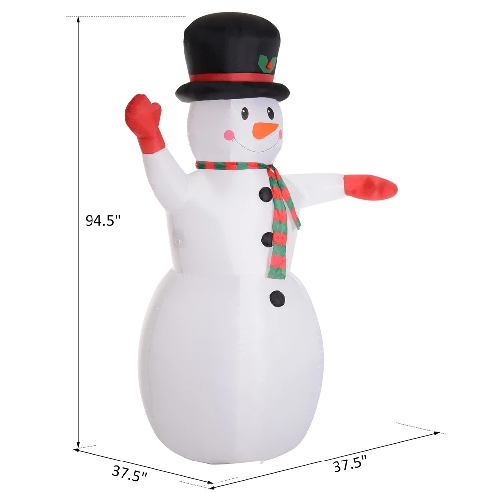 HomCom 94.5-in LED Christmas Snowman Inflatable 3 HomCom 94.5-in LED Christmas Snowman Inflatable - Image 3
