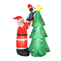 HomCom 6-ft Internal Light Christmas Tree With Santa Christmas Inflatable