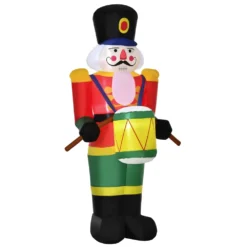 HomCom 8-ft Internal Light Nutcracker Playing Drums Christmas Inflatable