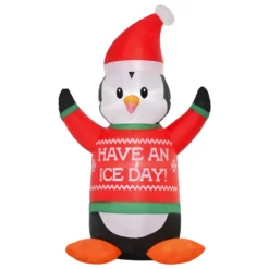 HomCom 6-ft Internal Light Penguin Christmas Inflatable