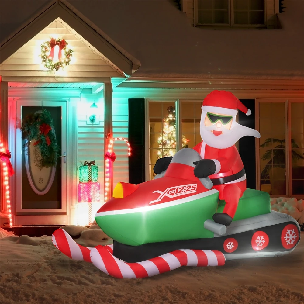 HomCom 5-ft Internal Light Santa On Snowmobile Christmas Inflatable 2 HomCom 5-ft Internal Light Santa On Snowmobile Christmas Inflatable - Image 2