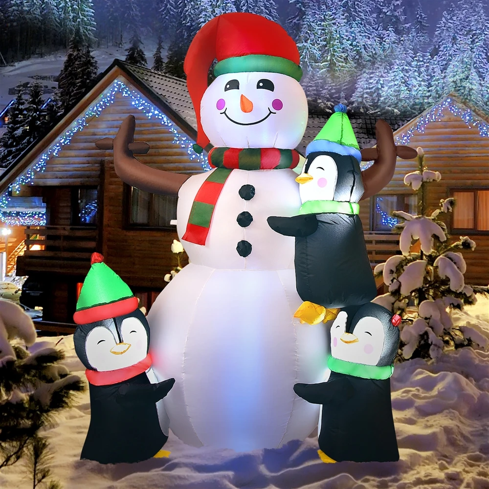 Costway 6-ft Internal Light Snowman With Penguins Christmas Inflatable 5 Costway 6-ft Internal Light Snowman With Penguins Christmas Inflatable - Image 5