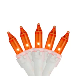 Northlight 100-Count Orange Mini Christmas Lights Set - 20.25-ft White Wire