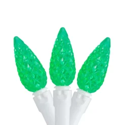 Northlight 70-Count Green LED C6 Faceted Christmas Lights - 22.5-ft White Wire