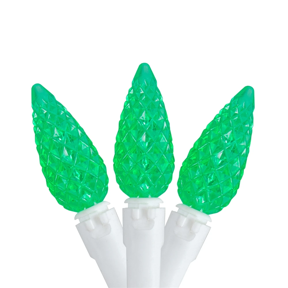 Northlight 70-Count Green LED C6 Faceted Christmas Lights - 22.5-ft White Wire 1 Northlight 70-Count Green LED C6 Faceted Christmas Lights - 22.5-ft White Wire