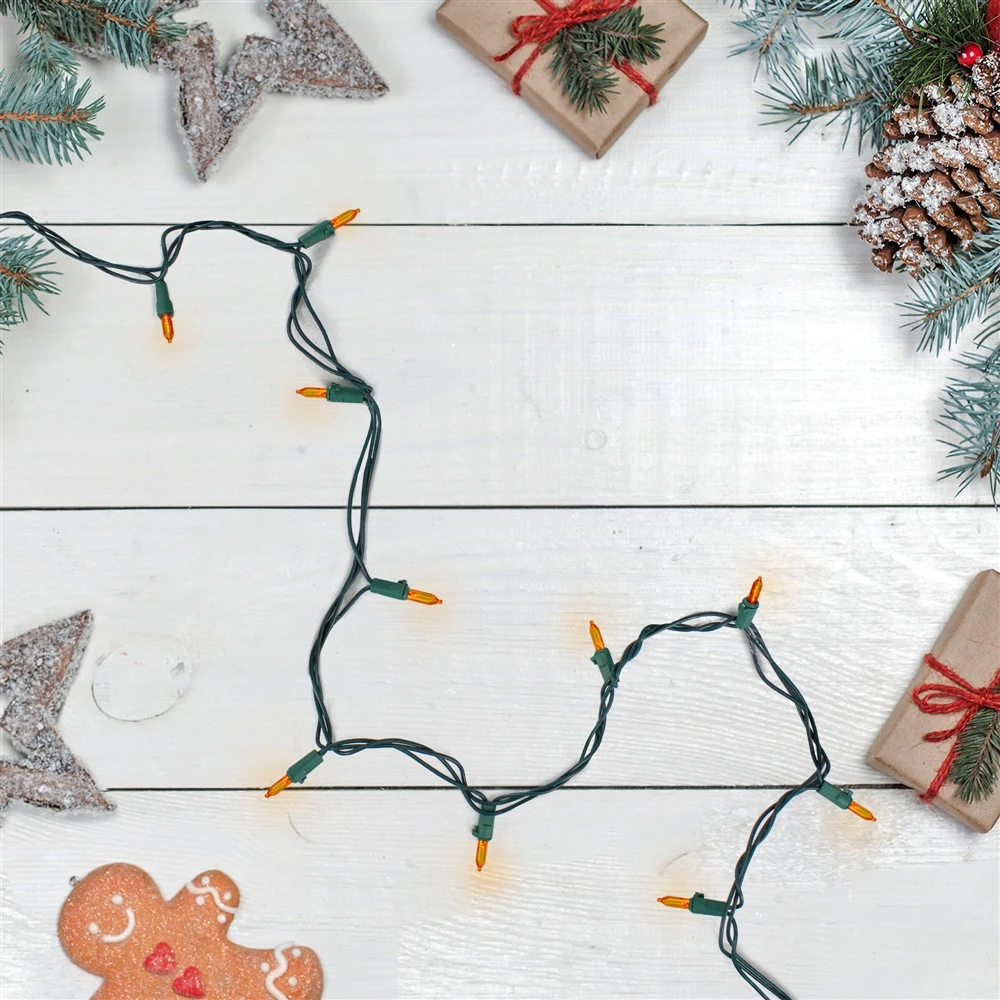 Northlight Set Of 50 Orange LED Mini Christmas Lights 4-in Spacing - Green Wire 2 Northlight Set Of 50 Orange LED Mini Christmas Lights 4-in Spacing - Green Wire - Image 2