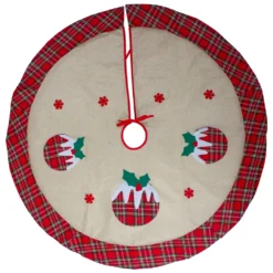 Northlight 48-in Burlap Plaid Tree Skirt With Christmas Puddings -Cheap Northlight Store 331054381 AlternateImage2