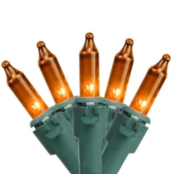 Northlight 50-Count Burnt Orange Mini Christmas Light Set - 10-ft Green Wire