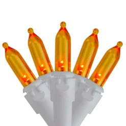 Northlight Set Of 50 Orange LED Mini Christmas Lights 4-in Spacing - White Wire