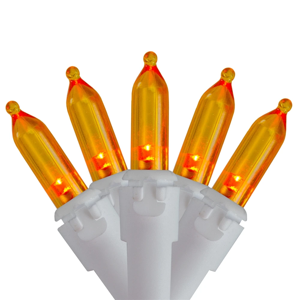 Northlight Set Of 50 Orange LED Mini Christmas Lights 4-in Spacing - White Wire 1 Northlight Set Of 50 Orange LED Mini Christmas Lights 4-in Spacing - White Wire