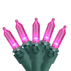 Northlight 50 Pink LED Mini Christmas Lights - 16.25-ft Green Wire