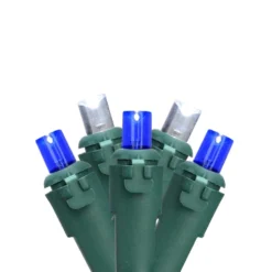 Northlight 50 Blue And White LED Wide Angle Mini Christmas Lights - 16.25-ft Green Wire