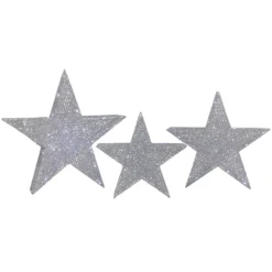 Northlight 24-in LED Silver Stars Outdoor Christmas Decorations - Set Of 3