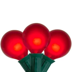 Northlight Set Of 15 Red Satin G50 Globe Christmas Lights - Green Wire