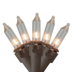 Northlight 50-Count Clear Mini Christmas Light Set - 10-ft Brown Wire