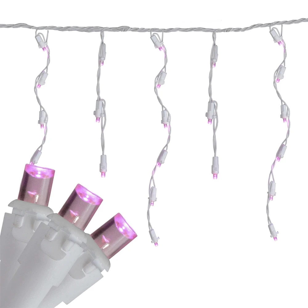Northlight 100 Count Pink LED Wide Angle Icicle Christmas Lights - 5.5-ft White Wire 2 Northlight 100 Count Pink LED Wide Angle Icicle Christmas Lights - 5.5-ft White Wire - Image 2