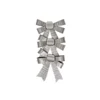 IH Casa Decor Silver Shiny Triple Christmas Bow - Set Of 6