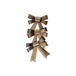 IH Casa Decor Gold Shiny Triple Christmas Bow - Set Of 6