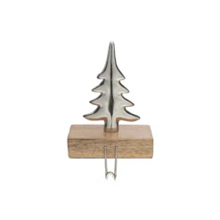 IH Casa Decor Metal Christmas Tree Stocking Hanger With Mango Wood Base