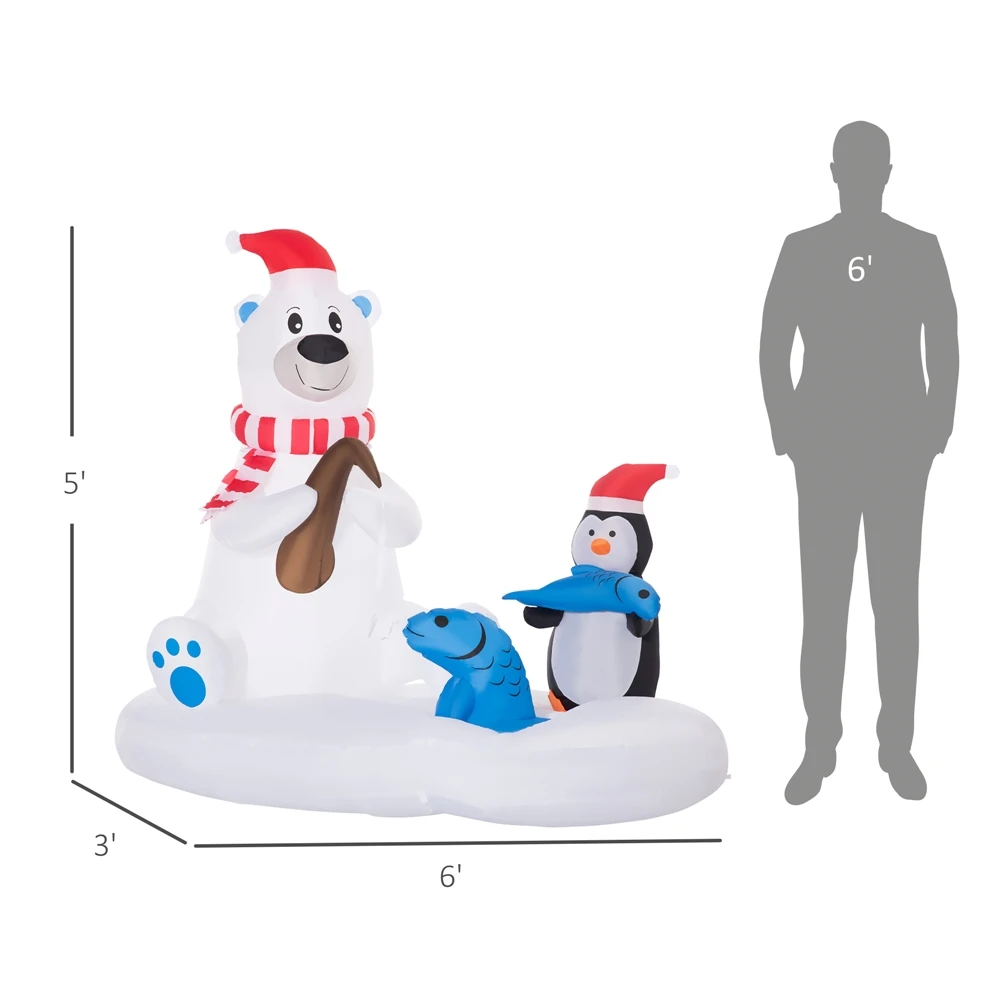 Outsunny 6-ft Inflatable Christmas Polar Bear With LED 3 Outsunny 6-ft Inflatable Christmas Polar Bear With LED - Image 3