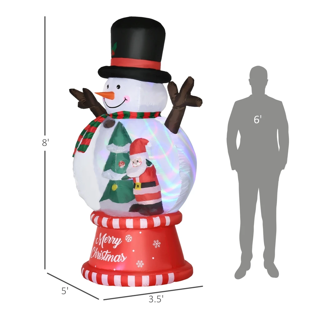 Outsunny 8-ft Christmas Inflatable Snowman With LED 3 Outsunny 8-ft Christmas Inflatable Snowman With LED - Image 3