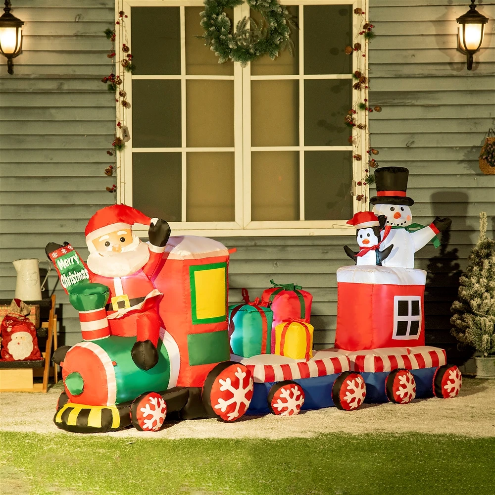 Outsunny 8-ft Inflatable Christmas Train With Santa Claus 2 Outsunny 8-ft Inflatable Christmas Train With Santa Claus - Image 2