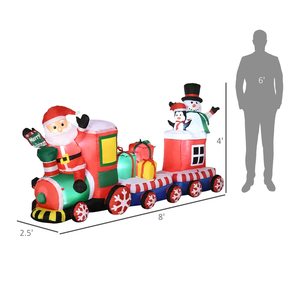 Outsunny 8-ft Inflatable Christmas Train With Santa Claus 3 Outsunny 8-ft Inflatable Christmas Train With Santa Claus - Image 3