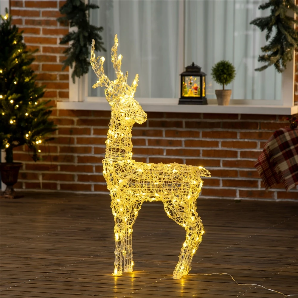 Outsunny Outdoor Christmas Decoration Light Up Reindeer Decor 2 Outsunny Outdoor Christmas Decoration Light Up Reindeer Decor - Image 2