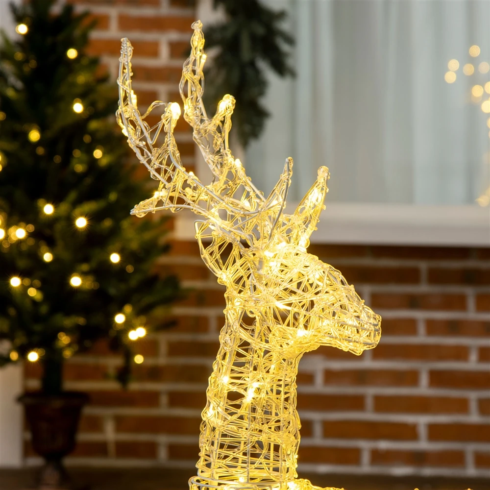 Outsunny Outdoor Christmas Decoration Light Up Reindeer Decor 3 Outsunny Outdoor Christmas Decoration Light Up Reindeer Decor - Image 3