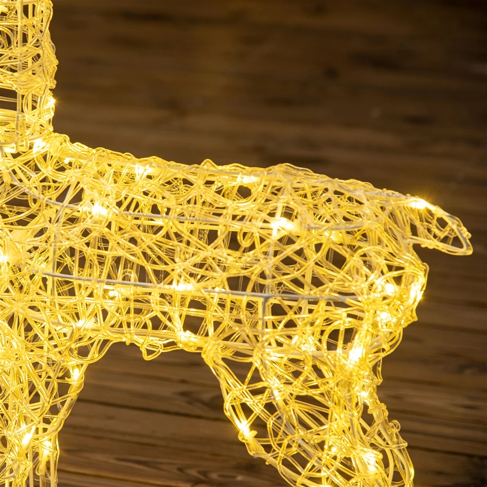 Outsunny Outdoor Christmas Decoration Light Up Reindeer Decor 4 Outsunny Outdoor Christmas Decoration Light Up Reindeer Decor - Image 4