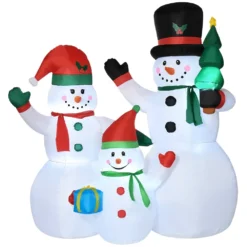 HOMCOM 7-ft Inflatable Christmas Snowman Family With LED