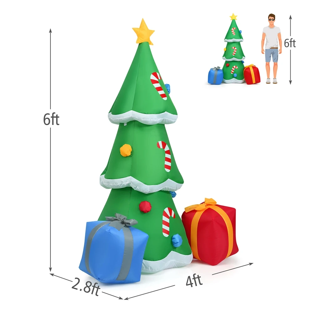 Costway 6-ft Internal Light Inflatable Christmas Tree With Gift Boxes 2 Costway 6-ft Internal Light Inflatable Christmas Tree With Gift Boxes - Image 2