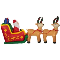 Northlightr 8-ft Santa's Sleigh And Reindeer Outdoor Christmas Inflatable Decoration