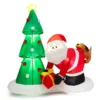 Costway 7-ft H Lighted Inflatable Christmas Tree With Santa Claus Chased By Dog