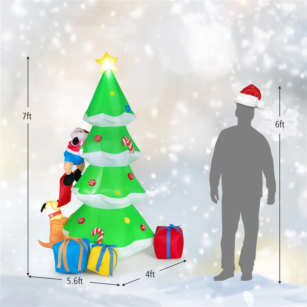 Costway 7-ft H Lighted Inflatable Christmas Tree With Santa Claus And Dog 2 Costway 7-ft H Lighted Inflatable Christmas Tree With Santa Claus And Dog - Image 2