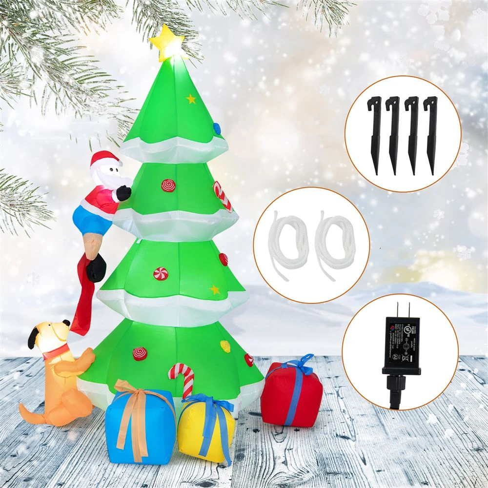 Costway 7-ft H Lighted Inflatable Christmas Tree With Santa Claus And Dog 4 Costway 7-ft H Lighted Inflatable Christmas Tree With Santa Claus And Dog - Image 4