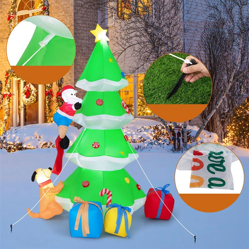 Costway 7-ft H Lighted Inflatable Christmas Tree With Santa Claus And Dog 5 Costway 7-ft H Lighted Inflatable Christmas Tree With Santa Claus And Dog - Image 5