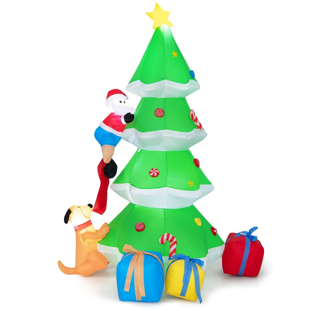 Costway 7-ft H Lighted Inflatable Christmas Tree With Santa Claus And Dog 1 Costway 7-ft H Lighted Inflatable Christmas Tree With Santa Claus And Dog