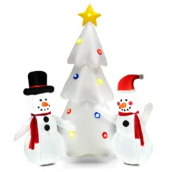 Costway 6-ft H Inflatable Snowmen And Christmas Tree With Built-in Rotating LED Lights